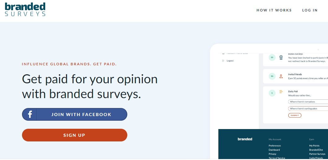Participate in online surveys with Branded Surveys to earn gift cards and other prizes.